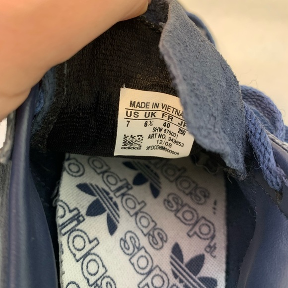 Vintage Adidas navy blue Suede and white leather mens size 9 - Picture 6 of 9